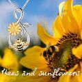 wholesale 925 Sterling Silver Sunflower & Honeybee Infinity Love Pendant Necklace for Women and Teen Girls-0-5