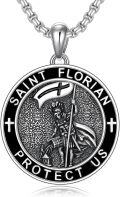 wholesale 925 Sterling Silver Saint Florian Protect Us Pendant Necklace with Stainless Steel Chain Religious Jewelry for Men-0-0