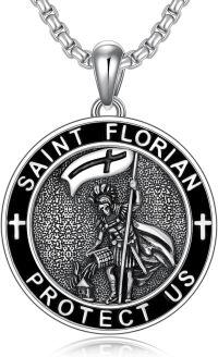 wholesale 925 Sterling Silver Saint Florian Protect Us Pendant Necklace with Stainless Steel Chain Religious Jewelry for Men-St. Florian