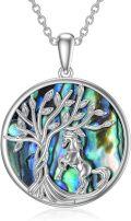 wholesale Sterling Silver Crystal Abalone Shell Animal Pendant Tree of Life Necklace-0-53