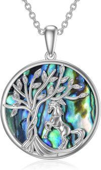 wholesale Sterling Silver Crystal Abalone Shell Animal Pendant Tree of Life Necklace-2-Abalone-Horse