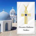 wholesale 925 Sterling Silver Gold Plated Cubic Zirconia Birthstone Cross Necklace-0-2