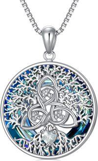 wholesale S925 Sterling Silver & Zircon Tree of Life Pendant Necklace, Trinity Knot Design, 18+2 Chain, Gift for Women Wife Mom Grandma-Trinity Knot