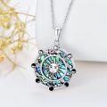 wholesale 925 Sterling Silver Sun Face Pendant Necklaces with Abalone Shell Inlay and Black Beads for Women/Men-0-1