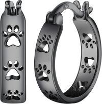 wholesale 925 Sterling Silver Cat/Dog Paw Hoop Earrings - Animal s for Women-paw(Black)