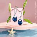 wholesale 925 Sterling Silver Starfish Teardrop Blue Crystal Leverback Earrings-0-4