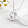 wholesale 925 Sterling Silver Koala Heart Pendant Necklace with Cubic Zirconia Gifts for Women-0-2