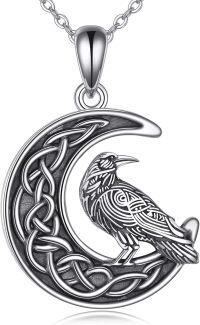 wholesale 925 Sterling Silver Raven Moon Celtic Knot Pendant Necklace s for Women-Raven