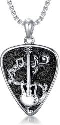 wholesale 925 Sterling Silver Guitar Music Note Pendant Necklace for Men Women -0-0