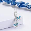 wholesale 925 Sterling Silver with Austrian Crystal Butterfly Necklace for Women, Elegant Light Blue Pendant, Adjustable Chain, Gift for Her-0-2