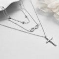 wholesale 925 Sterling Silver Infinity & Cross Layered Pendant Necklace Set - Holiday Gift Ideas for Her-0-3