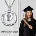 wholesale 925 Sterling Silver Round Circle Graduation Cap Pendant Necklace for Women-0-2