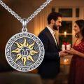 wholesale 925 Sterling Silver Sun and Symbol Pendant Necklace for Men's Greek Mythology Jewelry-0-5