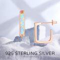 wholesale 925 Sterling Silver 925 Rose Gold Plated White Blue Orange Fire Opal Square Stud Earrings for Women-0-2