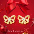 wholesale 925 Sterling Silver Butterfly Shape Cubic Zirconia Stud Earrings for Women Ribbon Style Jewelry-0-10