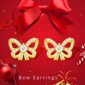 wholesale 925 Sterling Silver Butterfly Bow Cubic Zirconia Stud Earrings For Women-0-10