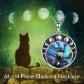 wholesale 925 Sterling Silver Abalone Shell Moon Phases Black Cat Pendant Necklace for Women - Tree of Life Design Gifts for Cat Lovers-0-1