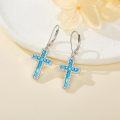 wholesale 925 Sterling Silver Turquoise Cross Earrings, Natural Stone Dangle Earrings for Women, Hope Green Jewelry Gift for Christmas Birthday-0-1
