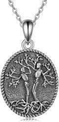 wholesale 925 Sterling Silver Celtic Knot Tree of Life Pendant Necklace with Blackened Finish and Antler Design-0-0