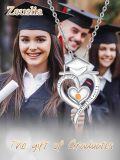 wholesale 925 Sterling Silver Graduation Cap & Heart with Yellow Stone Pendant Necklace - Class of 2024-0-5
