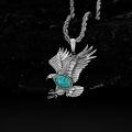wholesale  Sterling Silver Real Gemstone Eagle Necklace for Men Vintage Hawk Pendant -0-2