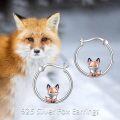 wholesale 925 Sterling Silver Fox Hoop Earrings - Cute Small  for Women & Girls-0-5