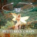 wholesale 925 Sterling Silver Multicolor Crystal Butterfly Charm Ankle Anklet for Women Girls  6-8 Adjustable Chain Length-0-4