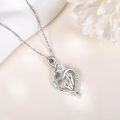 wholesale 925 Sterling Silver Heart Footprints Mommy of an Angel CZ Pendant Necklace-0-3