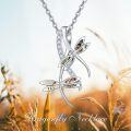 wholesale 925 Sterling Silver Opal Inlay Dragonfly Pendant with Cubic Zirconia and Extender Chain - 36 Total Length-0-5