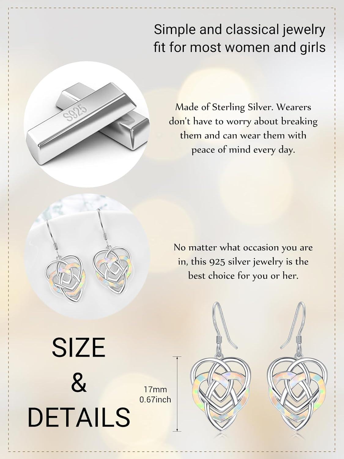 Sterling Silver Celtic Motherhood Knot Dangle Earrings Celtic Jewelry Gifts-0-1