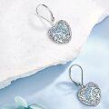 wholesale 925 Sterling Silver Blue Turquoise Filigree Heart Drop Earrings-0-1