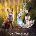 wholesale 925 Sterling Silver Moon Pendant with Fox Charm - Cute Animal Jewelry for Women and Girls Gifts-0-4
