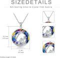 wholesale 925 Sterling Silver Rainbow Crystal Palm Tree & Girl Pendant Necklace - Memorial Gift for Women-0-3