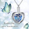 TOUPOP Sterling Silver Butterfly Urn Necklace For Ashes Heart Keepsake-0-4