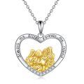 wholesale 925 Sterling Silver Necklace Wholesale Sister Friendship Heart Pendant With Gold Tone Women-0-0