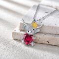wholesale Metal Stone Highland Cow Pendant Necklace w Heart Birthstone Women s Gift-0-1