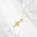 wholesale 14K Gold Heart Shaped Diamond Cross Pendant Necklace for Women Girls Gifts Fine Jewelry Chain Length: Adjustable from 36-48cm (14-17)-0-2