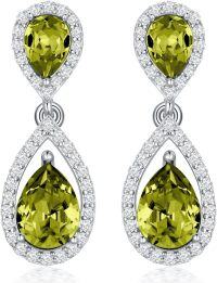 wholesale Sterling Silver Moissanite Birthstone Dangle Earrings for Women-08-August