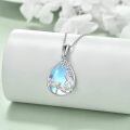 wholesale 925 Sterling Silver Teardrop Blue Opal Dragonfly Pendant Necklace for Women Girls  45cm Chain Length-0-2