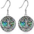 wholesale 925 Sterling Silver Abalone Shell Celtic Tree Of Life Drop Earrings-0-0