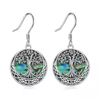 wholesale 925 Sterling Silver Abalone Shell Celtic Tree Of Life Drop Earrings-Abalone Shell