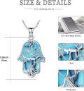 wholesale 925 Sterling Silver Tree of Life Turquoise Stone Hamsa Hand Evil Eye Pendant Necklace-0-3