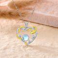 wholesale 925 Sterling Silver Yellow Gold Plated Moonstone Snake Heart Pendant Necklace for Women-0-1