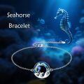 TOUPOP Sterling Silver Crystal Sea Turtle Mermaid Dolphin Shell Starfish Conch Seahorse Charm Bracelet-0-1