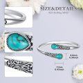 wholesale 925 Sterling Silver Turquoise Gemstone Carved Adjustable Bohemian Cuff Bracelet-0-5