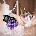 wholesale 14K Gold Pink Crystal Black Cat Pendant Necklace for Women Cats Lover-0-82