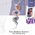 TOUPOP Sterling Silver June Birthstone Rose Flower Necklace For Sister-0-4