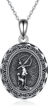 wholesale 925 Sterling Silver & Moonstone Artemis Greek Mythology Necklace - Goddess of Moon & Hunting - Deer & Bear Charm - 18 Chain - Gift for Women-Silver
