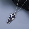 wholesale 925 Sterling Silver Black Onyx Coffin with Bats Pendant Necklace-0-1
