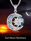TOUPOP Sterling Silver Blue Crystal Sun Moon Necklace-0-1